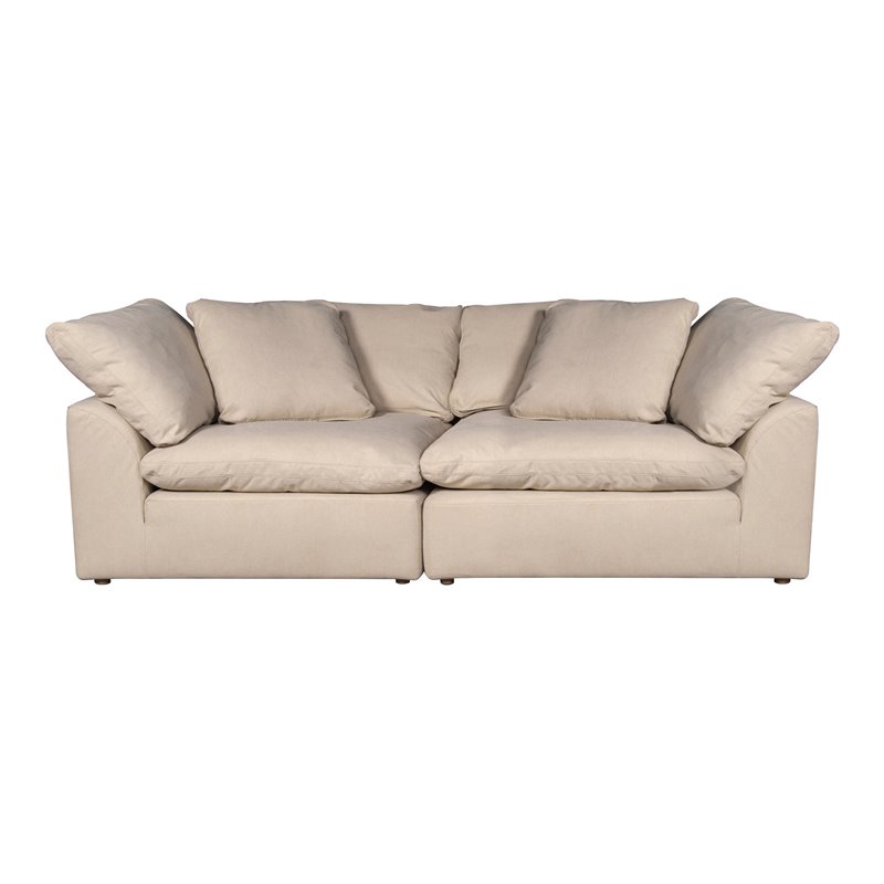 Sunset Trading Puff 2-Piece Fabric Slipcover Modular Sectional Sofa in Tan
