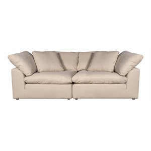 Sunset Trading Puff 2-Piece Fabric Slipcover Modular Sectional Sofa in Tan
