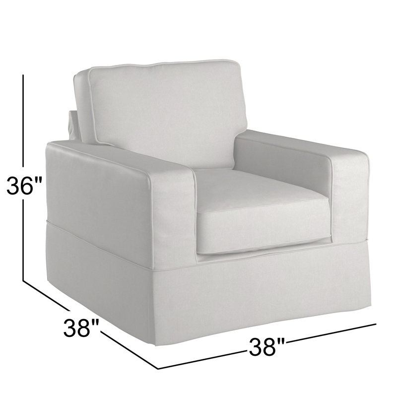 Sunset Trading Americana Box Cushion Fabric Slipcovered Chair in Light Gray