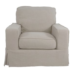 sunset trading americana box cushion fabric slipcovered chair in light gray