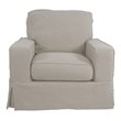 Sunset Trading Americana Box Cushion Fabric Slipcovered Chair in Light Gray