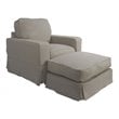 Sunset Trading Americana Fabric Slipcovered Chair and Ottoman in Light Gray