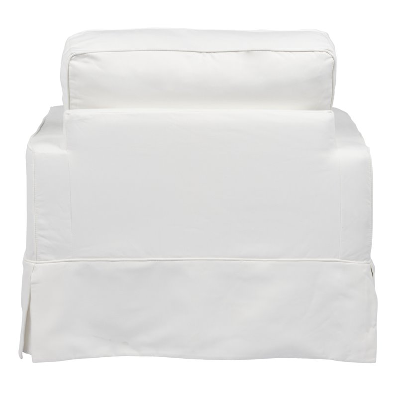 Sunset Trading Americana Box Cushion Fabric Slipcovered Chair & Ottoman in White