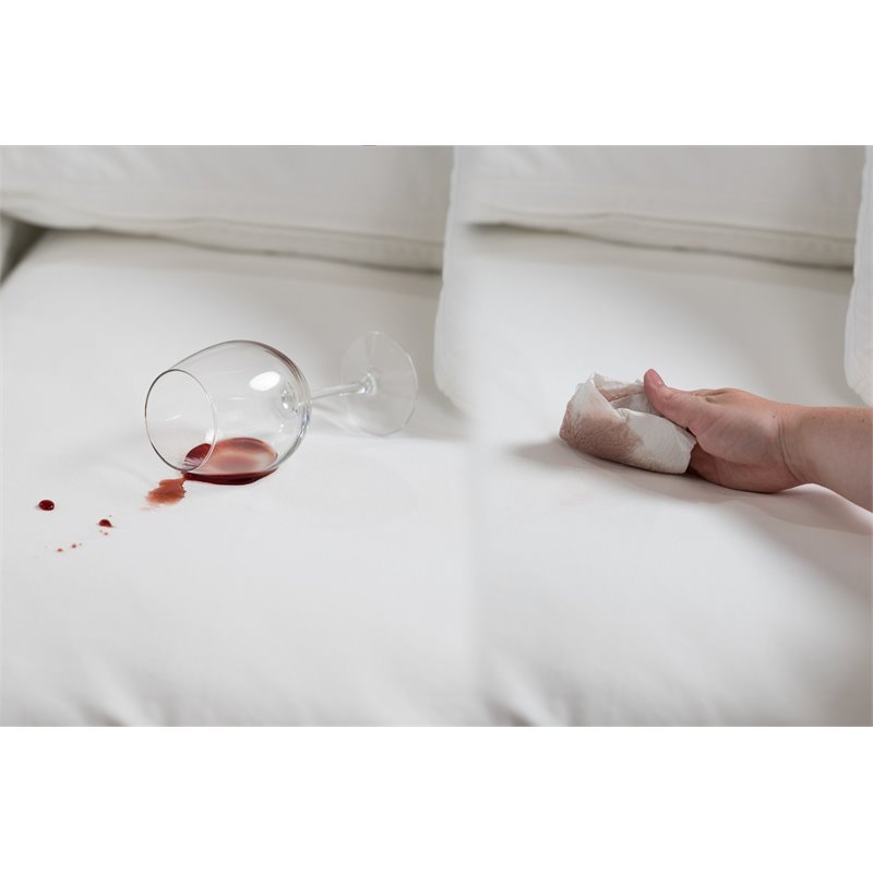 Sunset Trading Americana Box Cushion Fabric Slipcovered Chair & Ottoman in White