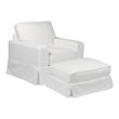 Sunset Trading Americana Box Cushion Fabric Slipcovered Chair & Ottoman in White