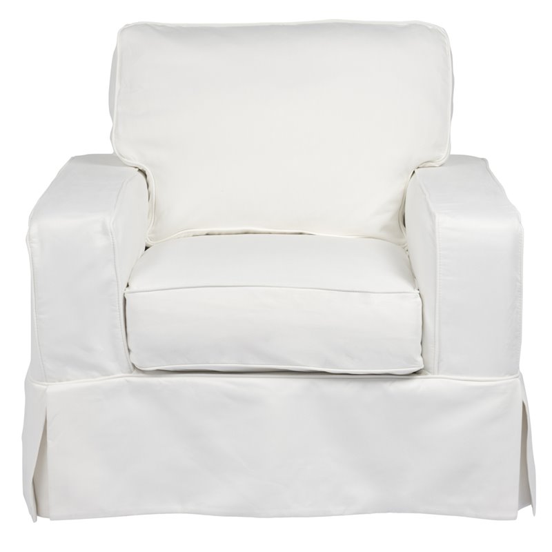 Sunset Trading Americana Box Cushion Fabric Slipcovered Chair in White