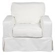 Sunset Trading Americana Box Cushion Fabric Slipcovered Chair in White