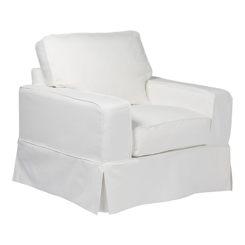 Sunset Trading Americana Box Cushion Fabric Slipcovered Chair in White