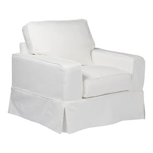 Sunset Trading Americana Box Cushion Fabric Slipcovered Chair in White