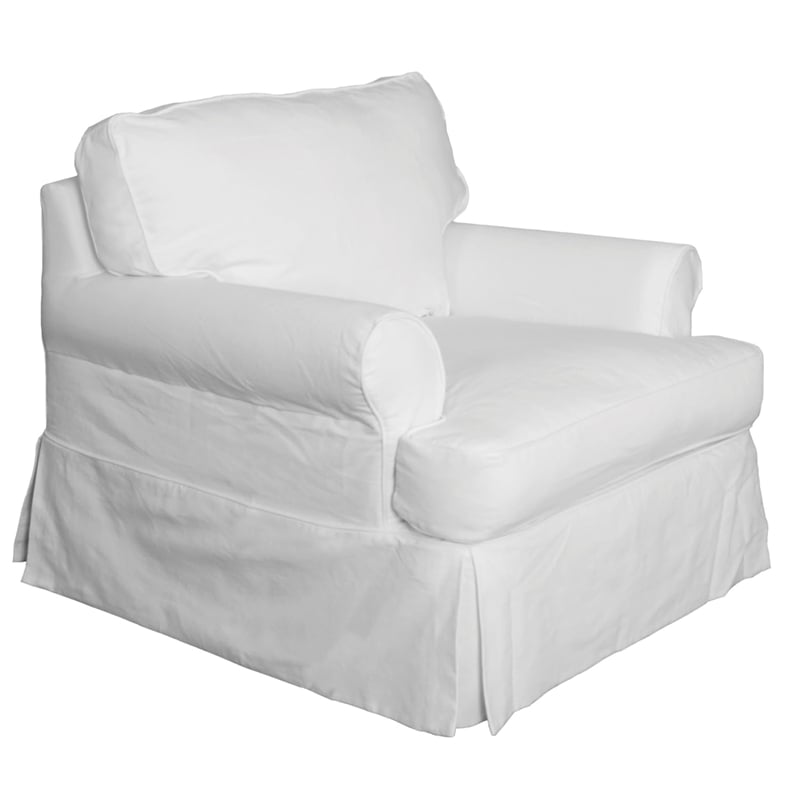 Sunset Trading Horizon Cotton Slipcovered T-Cushion Chair in White