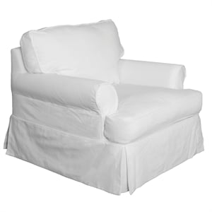 Sunset Trading Horizon Cotton Slipcovered T-Cushion Chair in White