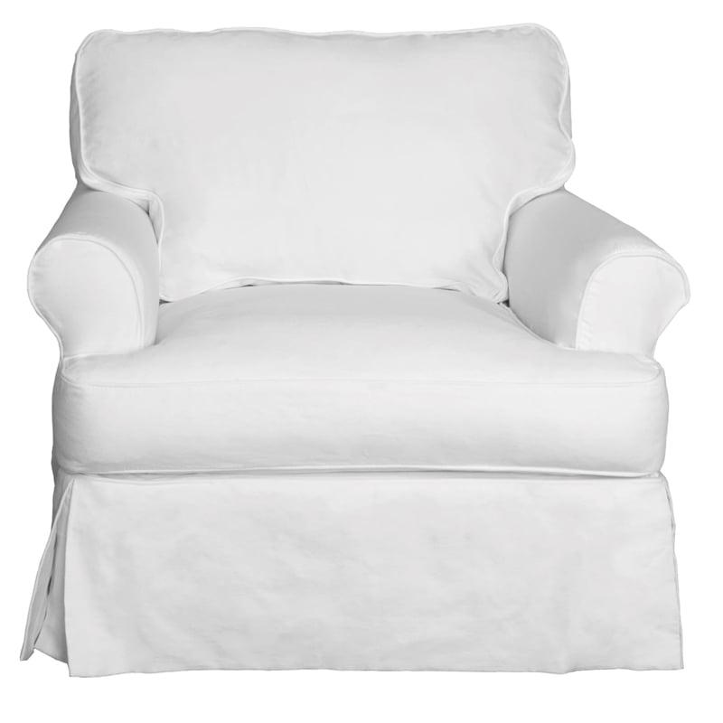 Sunset Trading Horizon Cotton Slipcovered T-Cushion Chair in White