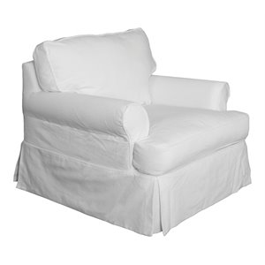 sunset trading horizon cotton slipcovered t-cushion chair in white
