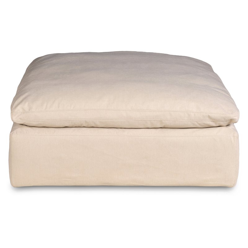 Sunset Trading Puff Fabric Slipcovered Sectional Modular Ottoman in Tan