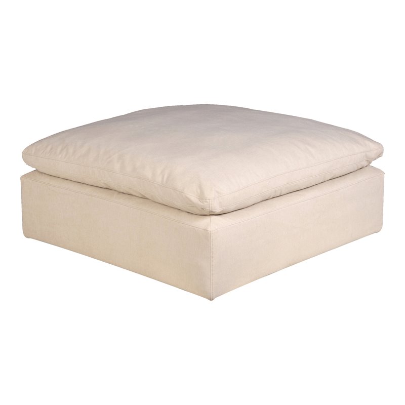 Sunset Trading Puff Fabric Slipcovered Sectional Modular Ottoman in Tan
