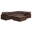 Sunset Trading Puff Fabric Slipcovered Sectional Modular Ottoman in Brown
