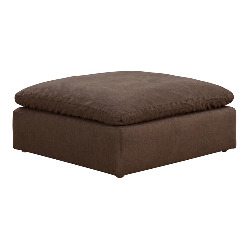 Sunset Trading Puff Fabric Slipcovered Sectional Modular Ottoman in Brown