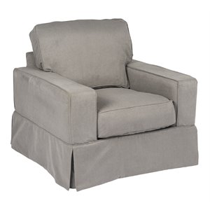sunset trading americana box cushion fabric slipcovered chair in gray
