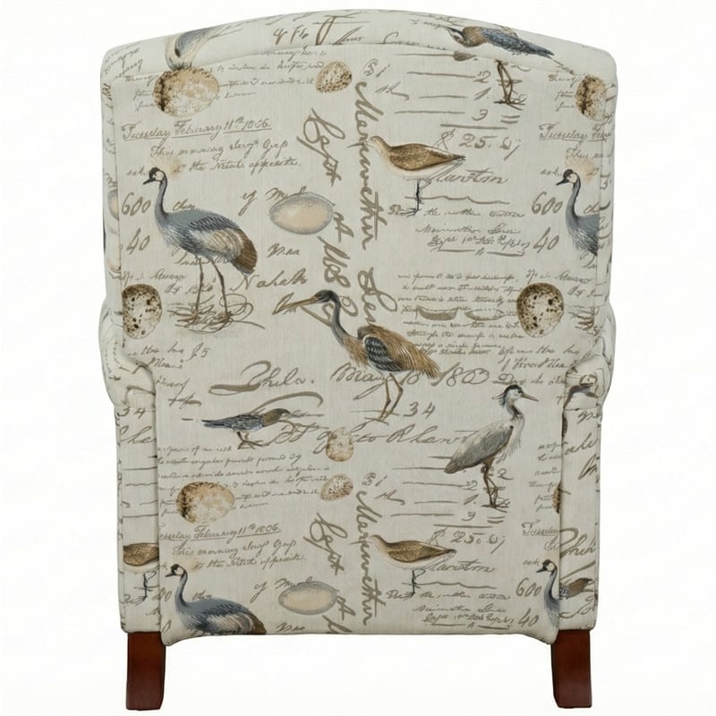 Sunset Trading Bird Script Fabric Manual Reclining Chair in Ivory