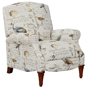 Sunset Trading Bird Script Fabric Manual Reclining Chair in Ivory