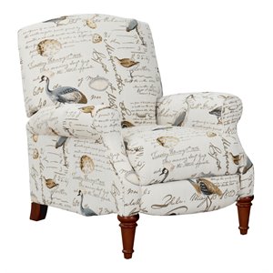 sunset trading bird script fabric manual reclining chair in ivory