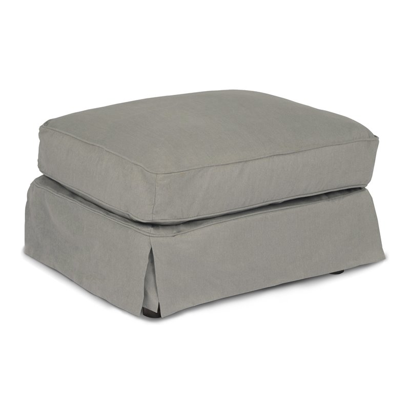 Sunset Trading Horizon Wood/Fabric Slipcovered Ottoman in Gray