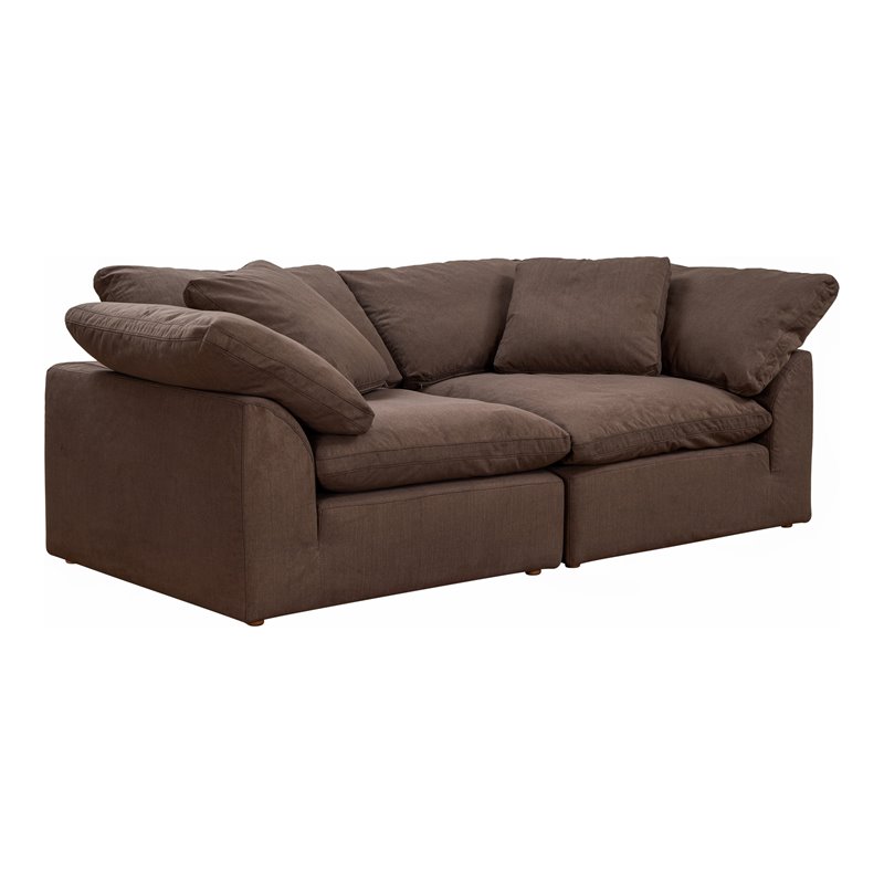 Sunset Trading Puff 2-Piece Fabric Slipcover Sectional Sofa in Brown