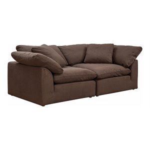 Sunset Trading Puff 2-Piece Fabric Slipcover Sectional Sofa in Brown