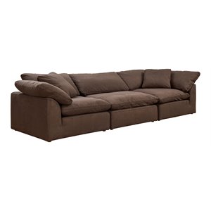 Sunset Trading Puff 3-Piece Fabric Slipcover Sectional Sofa in Brown