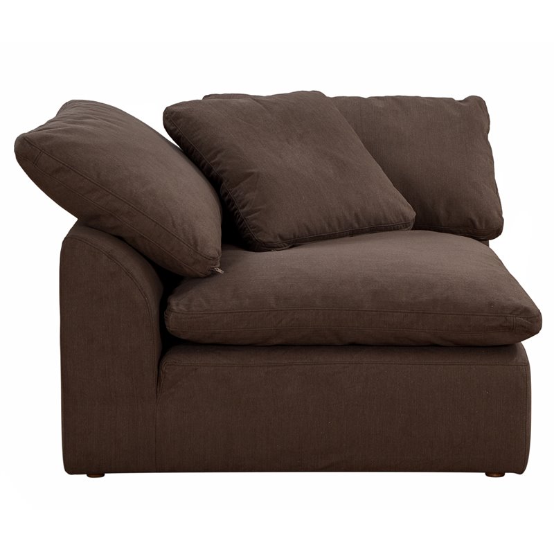 Sunset Trading Puff 3-Piece L-Shape Fabric Slipcover Sectional in Brown