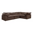 Sunset Trading Puff 4-Piece L-Shape Fabric Slipcover Sectional in Brown