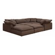 Sunset Trading Puff 6-Piece Fabric Slipcover Sectional Sofa in Brown