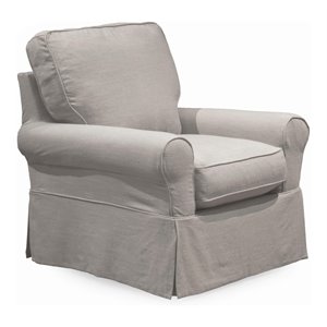 sunset trading horizon fabric slipcovered swivel rocking chair in light gray