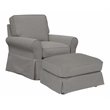 Sunset Trading Horizon Fabric Slipcovered Swivel Rocking Chair & Ottoman in Gray