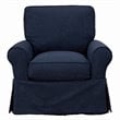 Sunset Trading Horizon Fabric Slipcovered Swivel Rocking Chair in Navy Blue