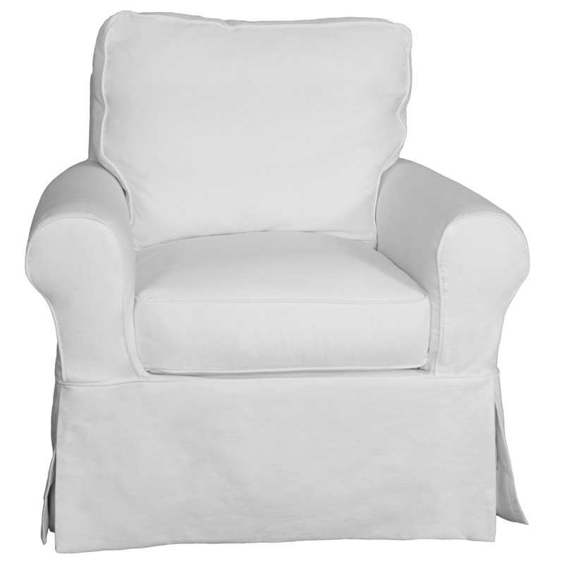 Sunset Trading Horizon Fabric Slipcovered Swivel Rocking Chair in Warm White