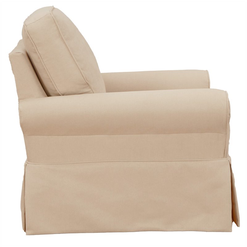 Sunset Trading Horizon Fabric Slipcovered Swivel Rocking Chair in Tan
