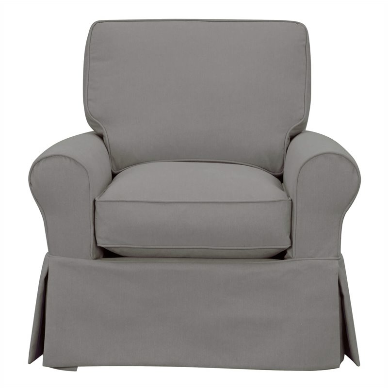 Sunset Trading Horizon Fabric Slipcovered Swivel Rocking Chair in Gray