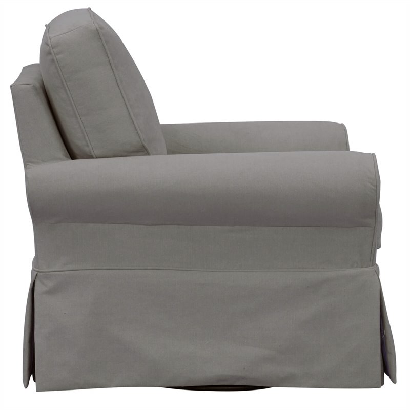 Sunset Trading Horizon Fabric Slipcovered Swivel Rocking Chair in Gray