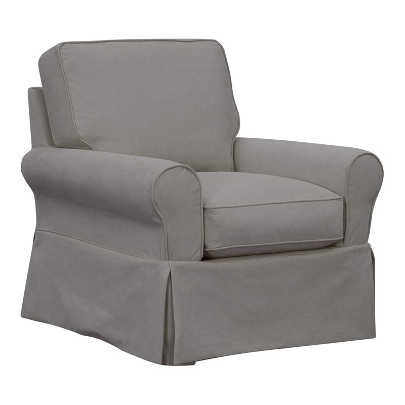 Sunset Trading Horizon Fabric Slipcovered Swivel Rocking Chair in Gray