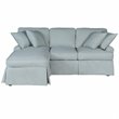 Sunset Trading Horizon Fabric Slipcover Reversible Chaise Sleeper Sofa in Blue