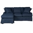 Sunset Trading Horizon Fabric Slipcovered Reversible Chaise Sleeper Sofa in Navy