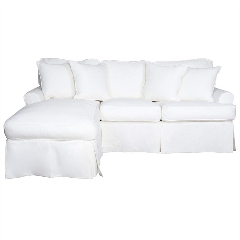 Sunset Trading Horizon Fabric Slipcover Reversible Chaise Sleeper Sofa in White
