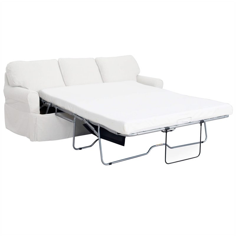 Sunset Trading Horizon Fabric Slipcover Reversible Chaise Sleeper Sofa in White