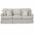 Sunset Trading Horizon T-Cushion Fabric Slipcovered Sofa in Light Gray