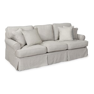 Sunset Trading Horizon T-Cushion Fabric Slipcovered Sofa in Light Gray
