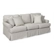 Sunset Trading Horizon T-Cushion Fabric Slipcovered Sofa in Light Gray