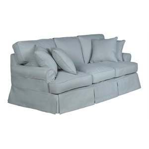 Sunset Trading Horizon T-Cushion Fabric Slipcovered Sofa in Ocean Blue
