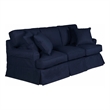 Sunset Trading Horizon T-Cushion Fabric Slipcovered Sofa in Navy Blue