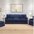 Sunset Trading Horizon T-Cushion Fabric Slipcovered Sofa in Navy Blue